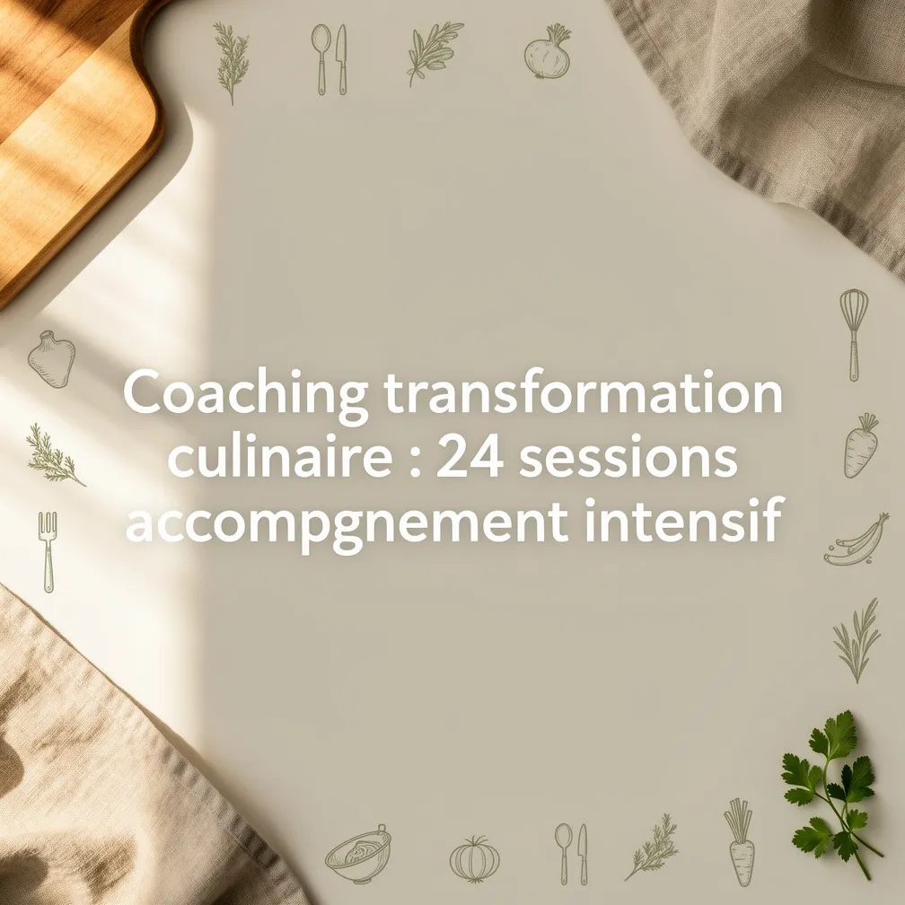 Coaching transformation culinaire : 24 sessions accompagnement intensif